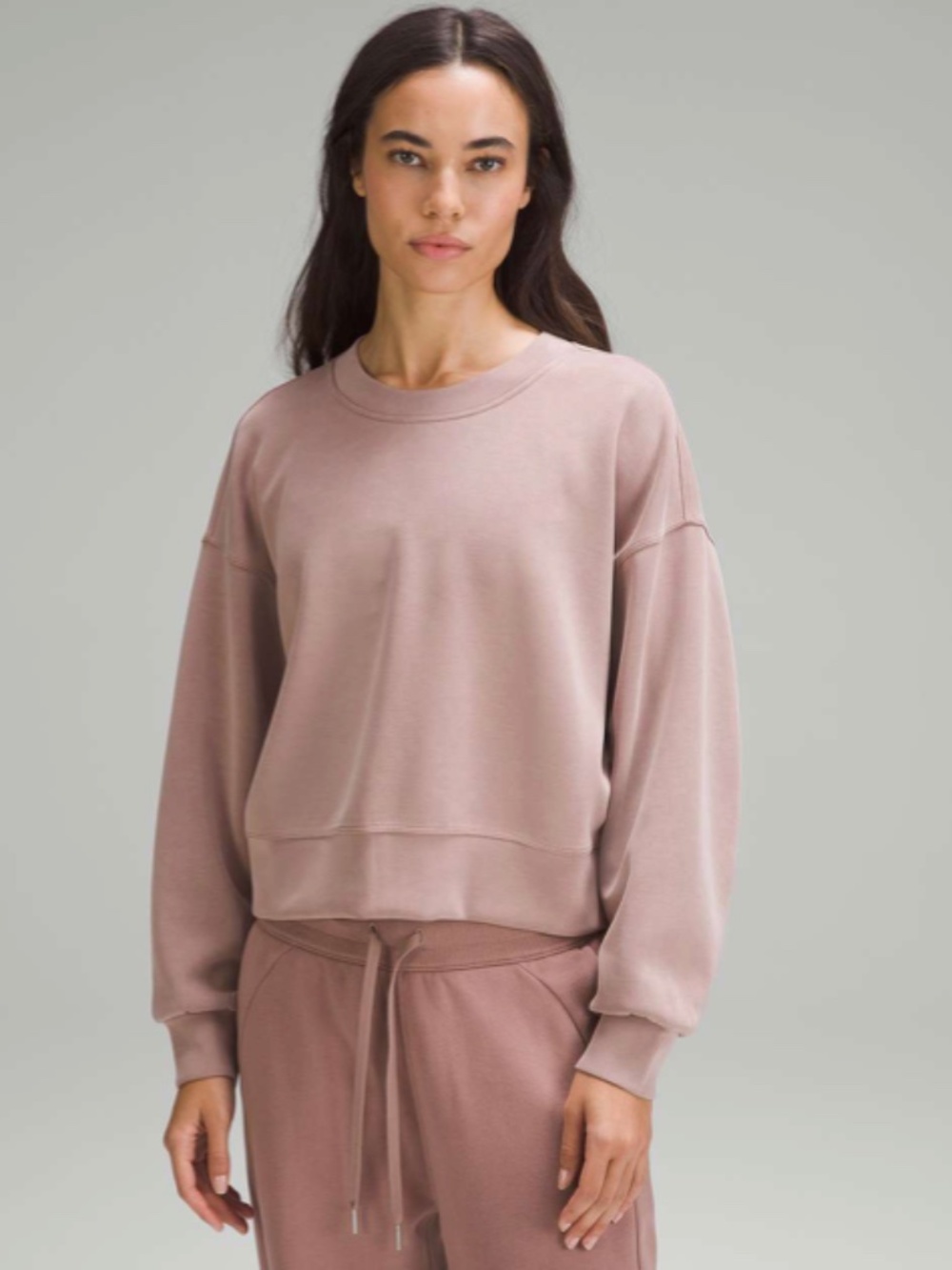Lululemon Softstreme Perfectly Oversized Cropped Crew Twilight Rose Size 10